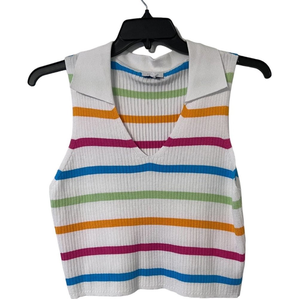 Cabana Crown And Ivory Juniors Sleeveless Ribbed Top XL